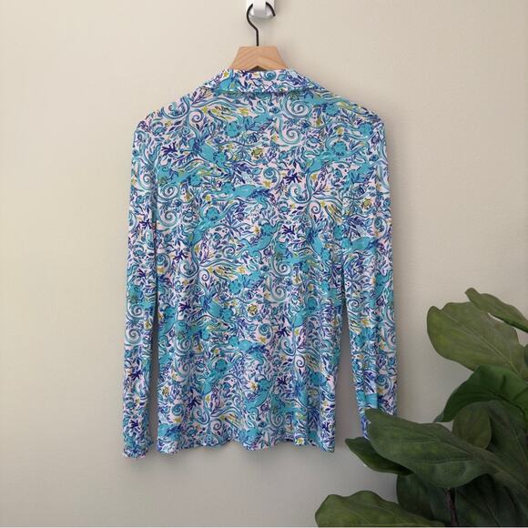 Lilly Pulitzer Button Down Pajama Top Collared Monkey Pattern Preppy Long Sleeve - Picture 2 of 7